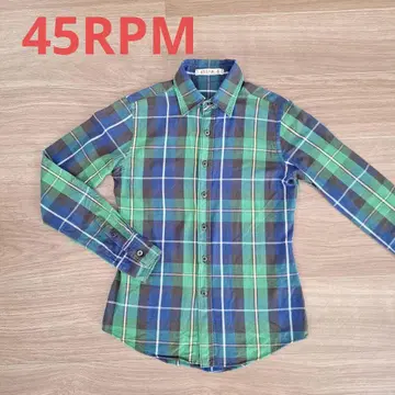 [ 새상품급 ] 45rpm 긴팔 셔츠 블라우스 체크 S 그린