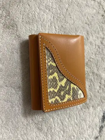 하브 천연 가죽 접이식 지갑 브라운