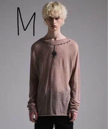 [ GRANCY ] 프린트 디자인 시어 니트 그레이 M 사이즈