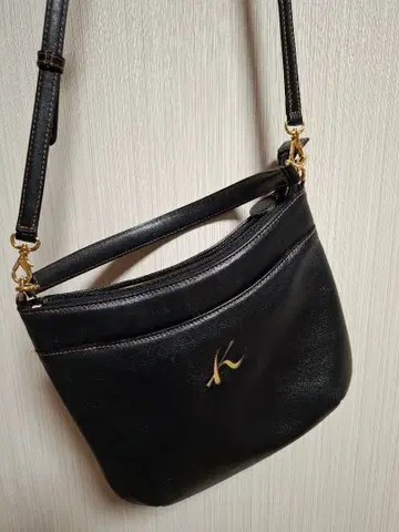 키타무라 블랙 가죽 2WAY 숄더백 K 로고