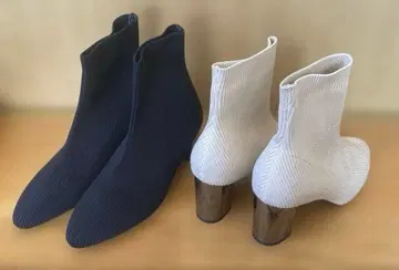 니트 부츠 2족 세트 블랙 베이지 삭스 부츠