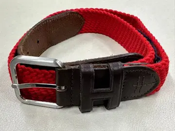 HACKETT 뜨개질 가죽 벨트 레드