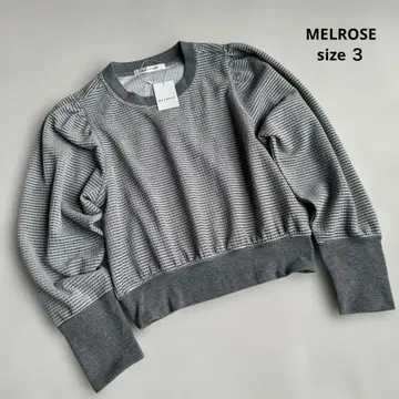 새상품 멜로즈 볼륨 슬리브 풀오버 그레이 자카드 무늬 사이즈 3