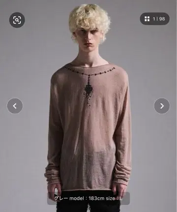 [ GRANCY ] 프린트 디자인 시어 니트