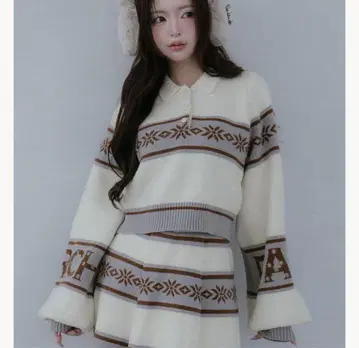 Darich 스노우 패턴 라메 니트 셋업