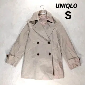 [유니클로] 숏 트렌치코트 (S) 베이지 A라인 허리 벨트