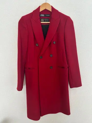 ZARA 빨간색 더블 브레스트 체스터 코트