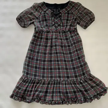 체크 무늬 반팔 원피스 S