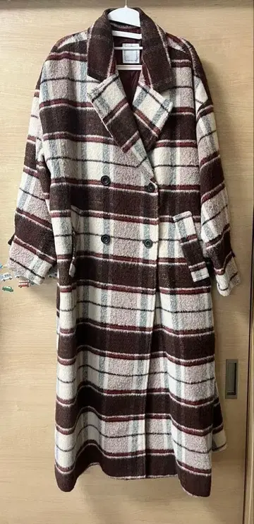 pagepoy 브라운 계열 체크 롱 코트