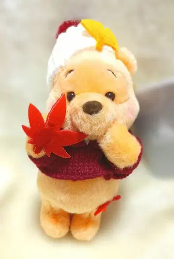 푸우 봉제 인형 키링 키체인 단풍 디즈니 스토어