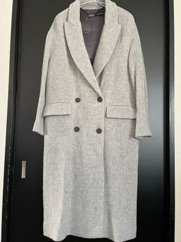 ZARA 그레이 더블 브레스트 롱 코트