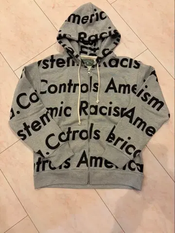 그레이 풀 집업 후드티 큰 글자 프린트