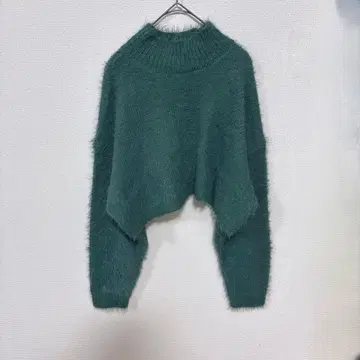 EGOIST 에고이스트 숏 페더 얀 니트탑 그린