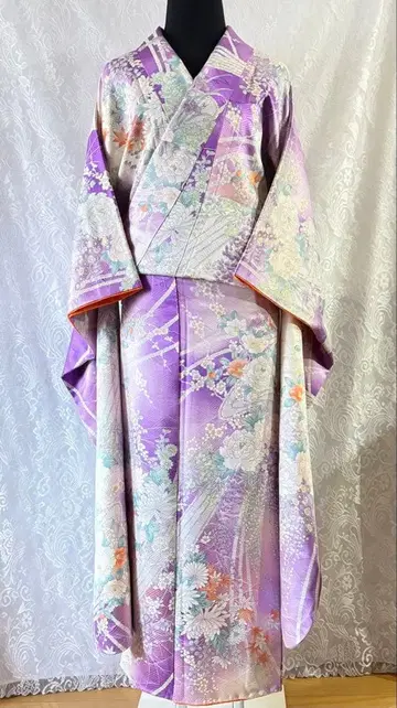 보라색 꽃무늬 후리소데 기모노 kimono frisode 169