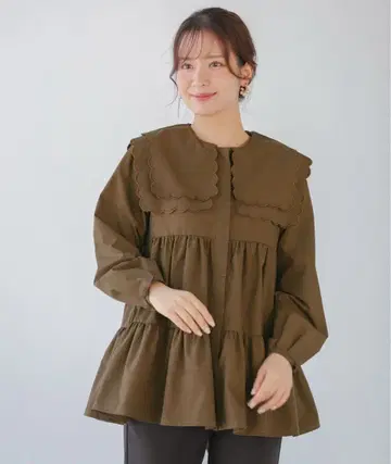 핏모어 더블 스캘럽 칼라 티어드 블라우스 [ ZOZO 한정 컬러 ]