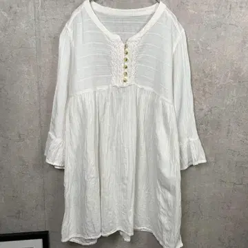 셔츠 블라우스 칠부 레이스 L 화이트 무지 올 시즌 여성용