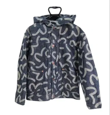 새상품급 레어 EVISU 에비수 카모메 올 패턴 후디 데님 자켓