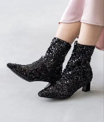 메뉴 스틸레토 힐 부츠 스팽글 블랙