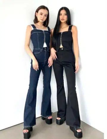 EMODA 데님 플레어 지퍼 살로펫