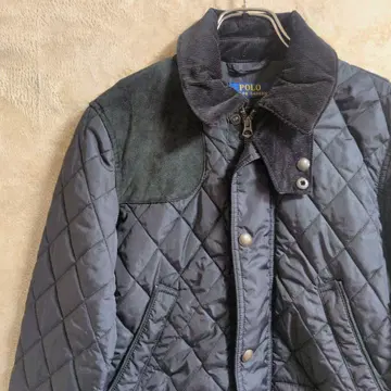 랄프 로렌 가죽 퀼팅 절개 나일론 자켓 블랙