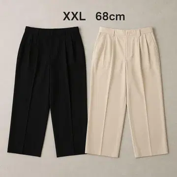 유니클로 턱 와이드 팬츠 XXL 블랙/내추럴 2종 세트