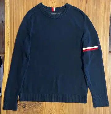 타미힐피거 남성용 니트 스웨터 네이비 XL 사이즈 소매 라인