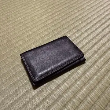 블랙 가죽 접이식 지갑 카드 케이스