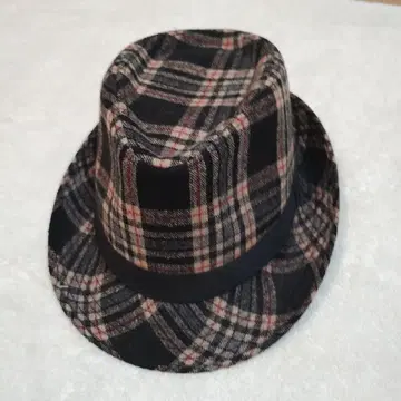 울 체크 무늬 펠트 햇