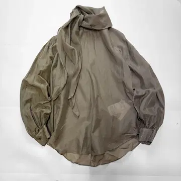 미사용 새상품 택 포함 프레임워크 코튼 실크 보타이 리본 시어 블라우스