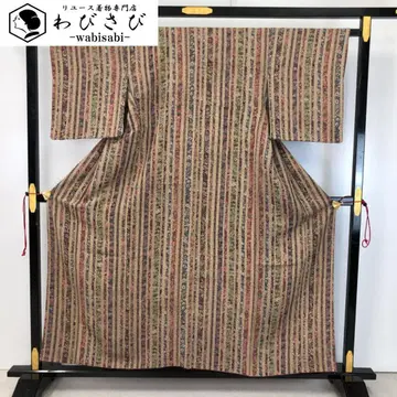 코몬 2대 갱진 세로 패턴 꽃 사라사 아마색 크레이프 원단 K-5005