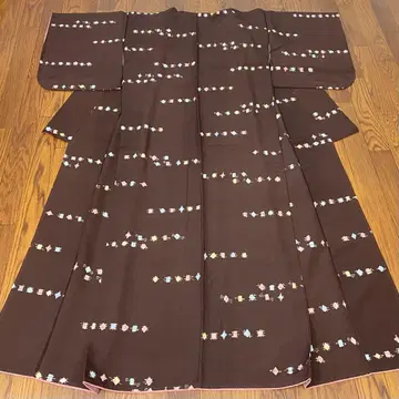 이중 기모노 코몬 로우케츠 염색 초콜릿 색