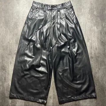 [ 인기 ] RYOTAKASIMA 인조 가죽 슬랙스 와이드 팬츠 레어