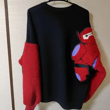 베이맥스 자수 소매 보아 트레이닝복 블랙 빨간색