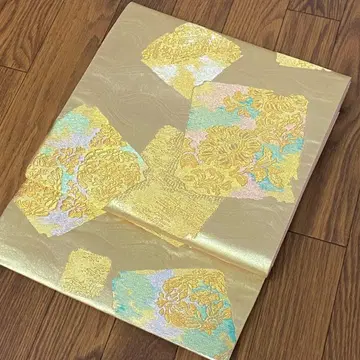 순수 실크 6통 후쿠로 오비 색지 서화문