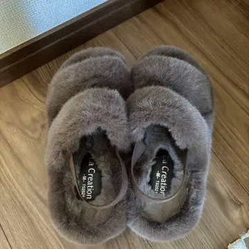 퍼 샌들 M 브라운 시마무라 복슬복슬 샌들 품귀