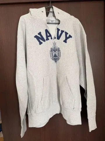 N.A.V.Y 프린트 그레이 후드티 XL