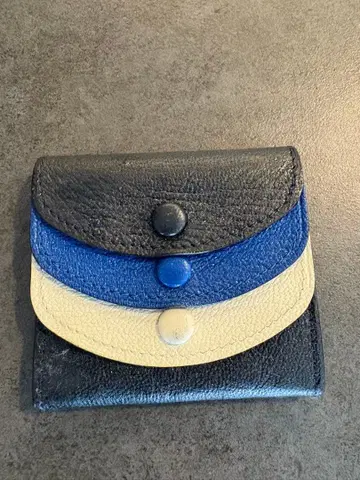 랄코 밸리 가죽 코인 케이스 3층 구조 블랙 파랑 베이지