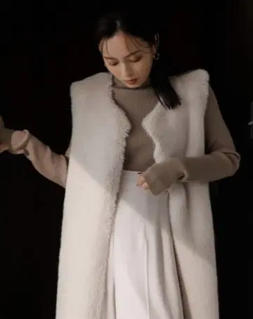 anuans 캐시미어 혼방 핏 리브 니트탑 베이지