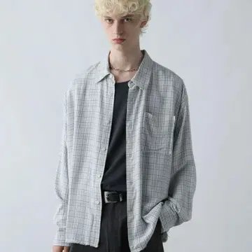 HARE 컷오프 체크 셔츠 레이온 100%