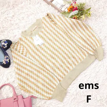 새상품 ems 니트/스웨터 (M 상당) 그린 계열/하운드투스 체크 패턴