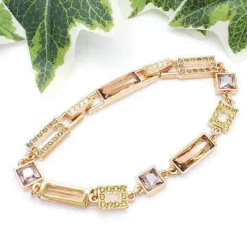 컨디션 최상 SWAROVSKI 팔찌 멀티 컬러 골드 스퀘어