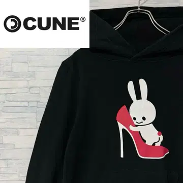 [ 레어 디자인 ] 큔 cune 후드티 하이힐 양면 로고 블랙 M