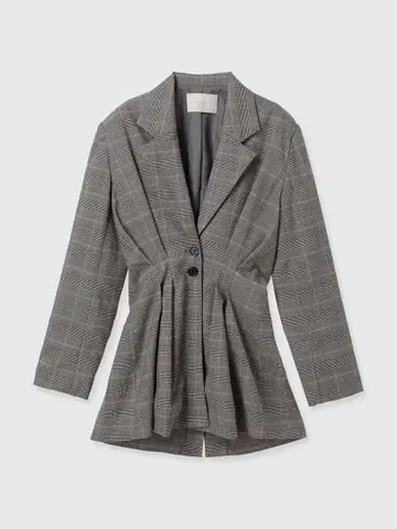 새상품 허리 턱 글렌체크 자켓