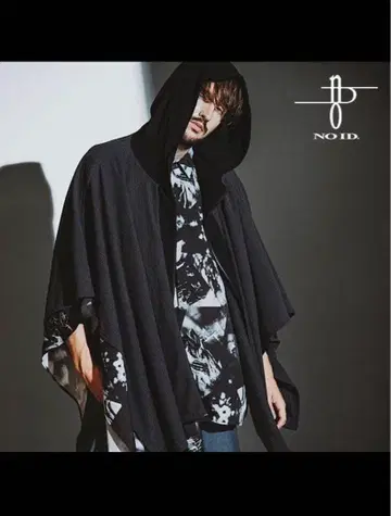 노아이디 NO ID. BLACK 드로우 스트링 후디드 판초