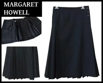 10AW 마가렛호웰 울 플리츠 랩 스커트 블랙 S