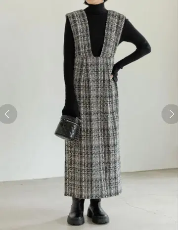 리디 MIX 트위드 굵은 스트랩 오버롤 스커트 L