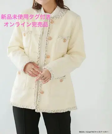 [ 미사용 새상품 완판템 ] Fit more 루프 트위드 자켓 아이보리