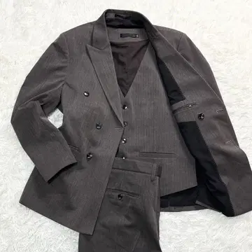 [새상품급] 수트 셋업 쓰리피스 헤링본 더블 총 안감 브라운