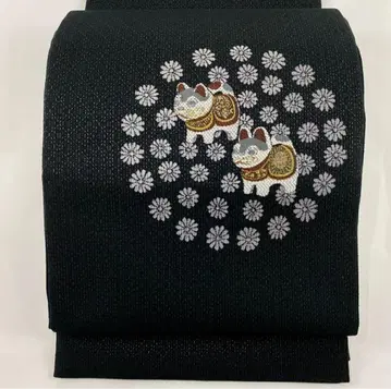 후쿠로 오비 개 장난감 장난감 개 십이지  자수 블랙 육통 순수 실크