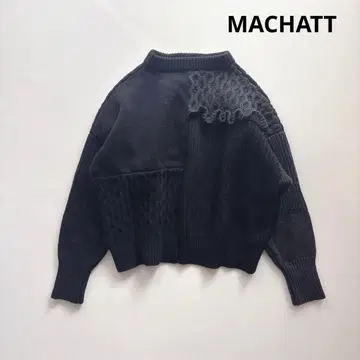 MACHATT 마차트 패치워크 프릴 니트 블랙 프리 울